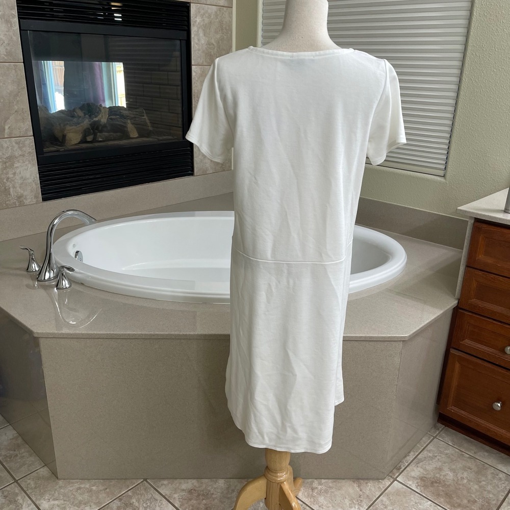 Eileen Fisher T-Shirt Dress High Low Hem Short Sleeve Stretch White Size xs/tp - Picture 4 of 10